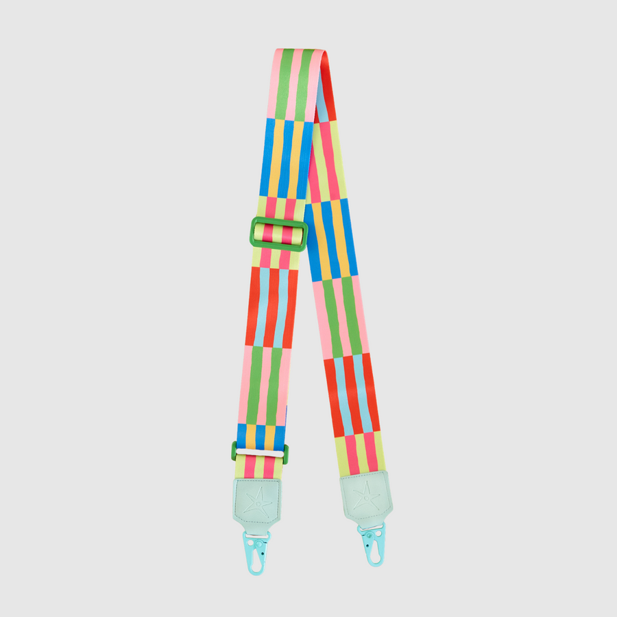 RAINBOW ROAD striped multicoloured bag strap by Strappi, adjustable camera strap