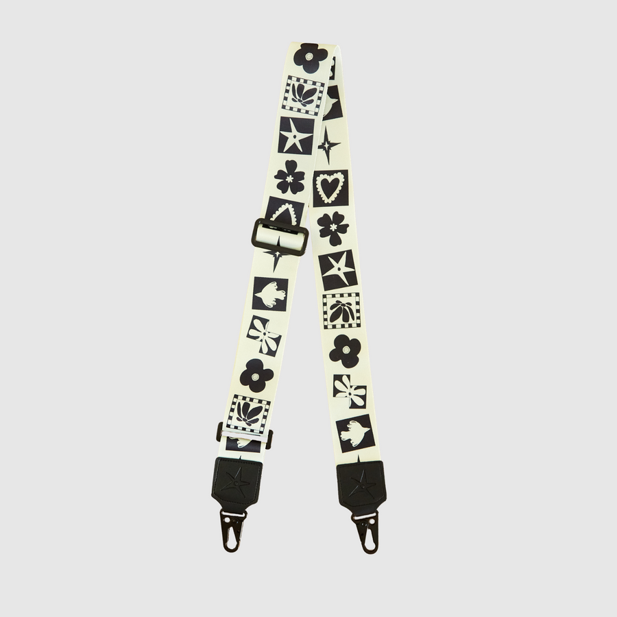 THE OG black and white patterned bag strap by Strappi, adjustable camera strap with metal clips
